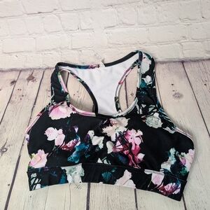 RBX Floral Sports Bra - Black and Pink